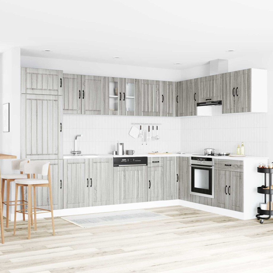 vidaXL Wastafel onderkast Lucca 2 pcs Grijs Sonoma Bewerkt hout afbeelding 1
