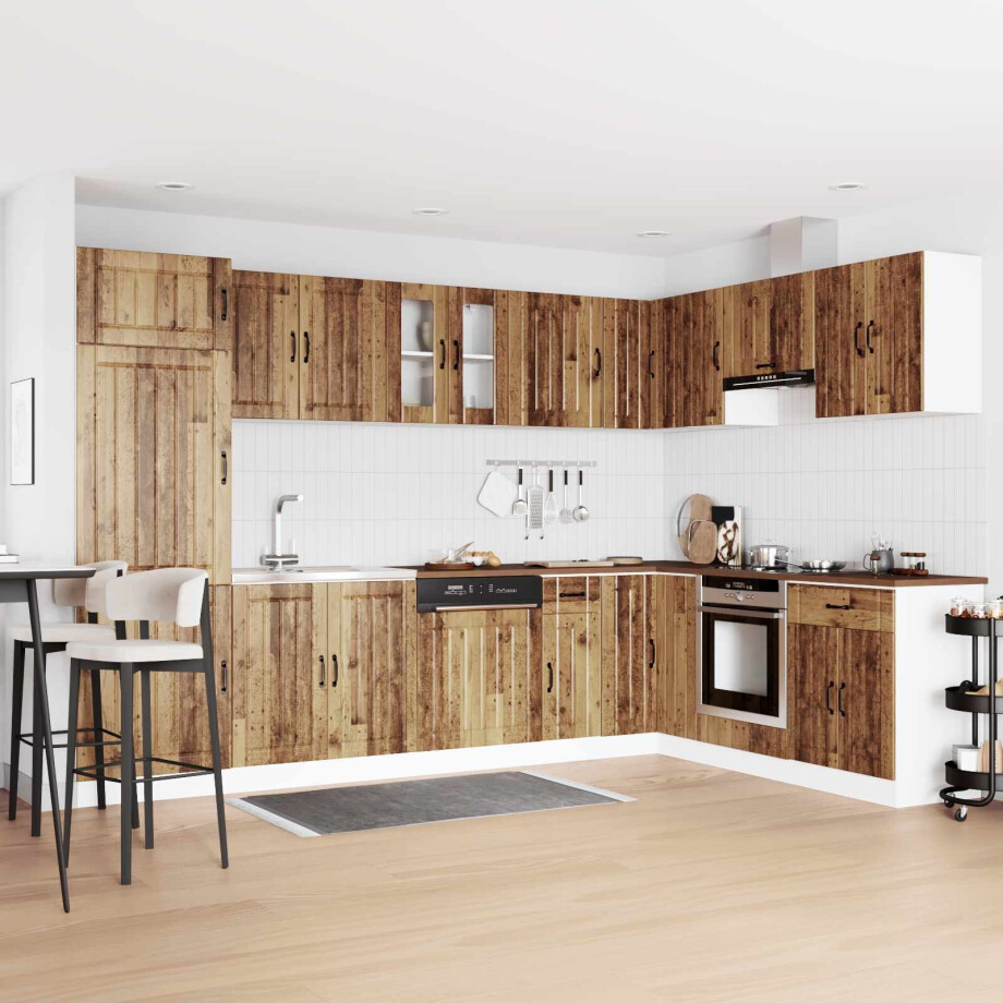 vidaXL Wastafel onderkast met opslag Lucca 2 pcs Oudhout Bewerkt hout afbeelding 1