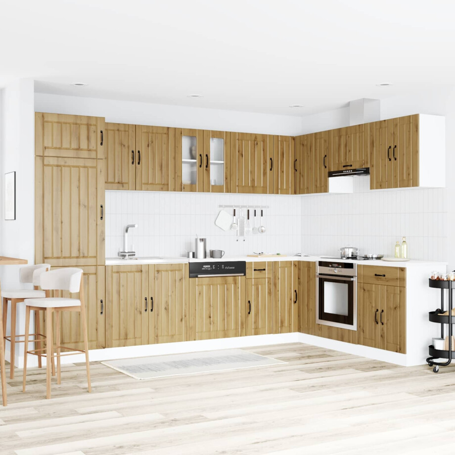 vidaXL Wastafel onderkast Lucca 2 pcs Artisan Eiken Bewerkt hout afbeelding 1