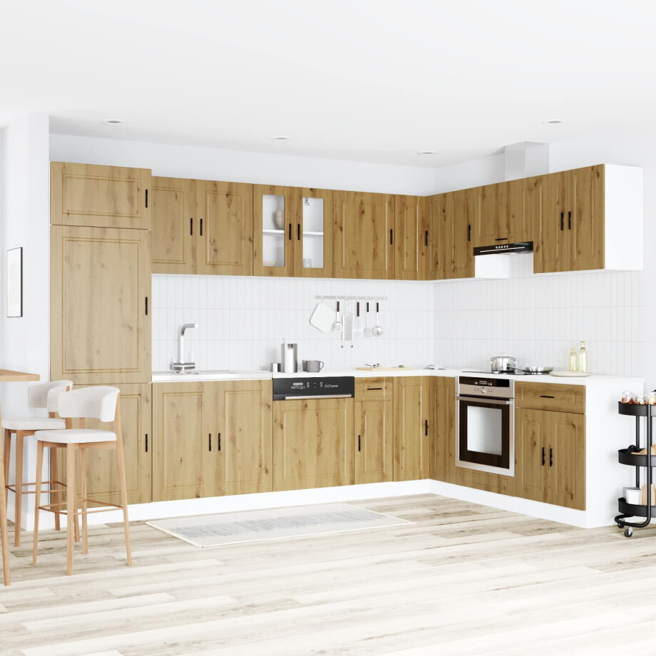 vidaXL Wastafel onderkast met opslag Porto 2 pcs Bruin Bewerkt hout afbeelding 1