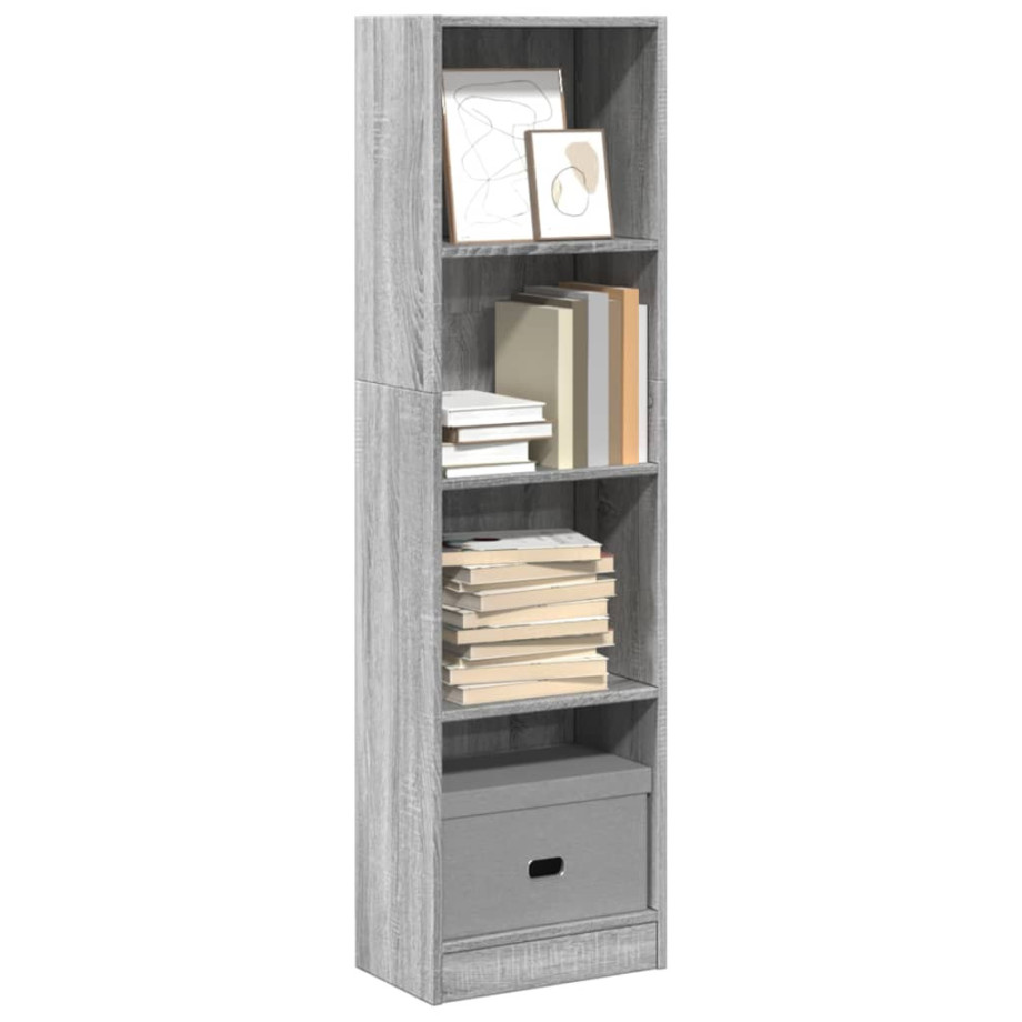 vidaXL Boekenkast 40x24x143 cm bewerkt hout grijs sonoma eikenkleurig afbeelding 1