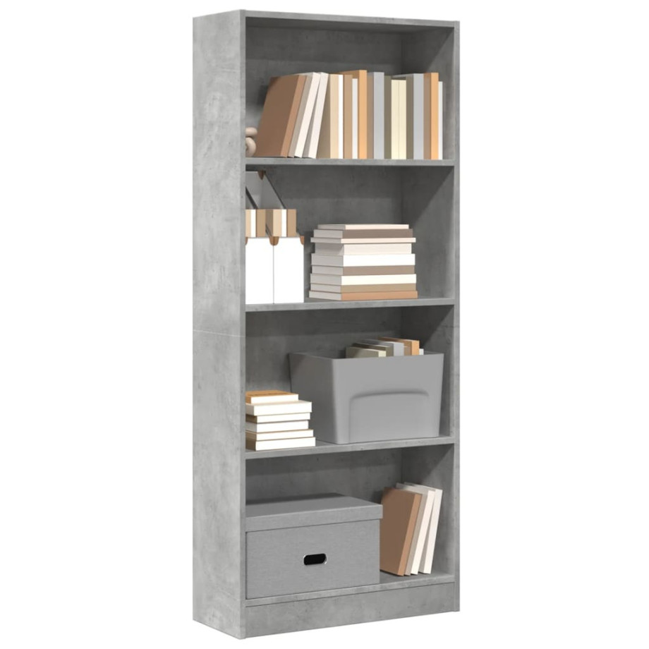 vidaXL Boekenkast 60x24x143 cm bewerkt hout betongrijs afbeelding 1