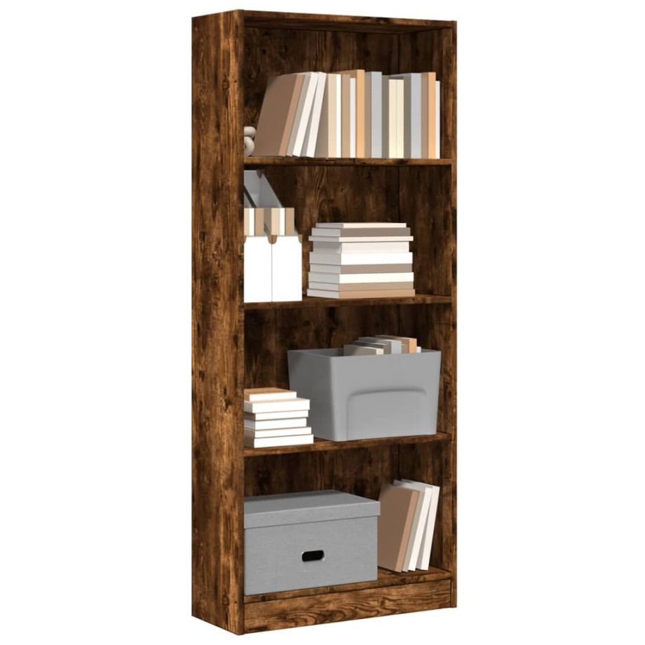 vidaXL Boekenkast 60x24x143 cm bewerkt hout gerookt eikenkleurig afbeelding 1