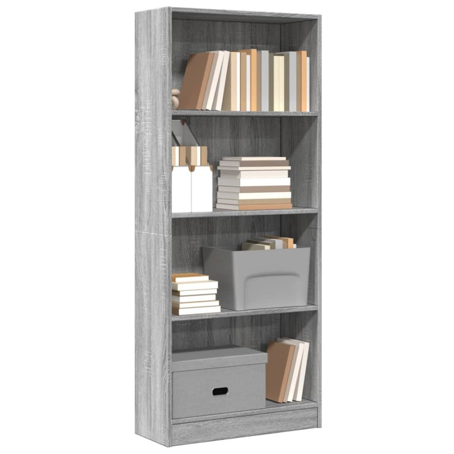 vidaXL Boekenkast 60x24x143 cm bewerkt hout grijs sonoma eikenkleurig afbeelding 1