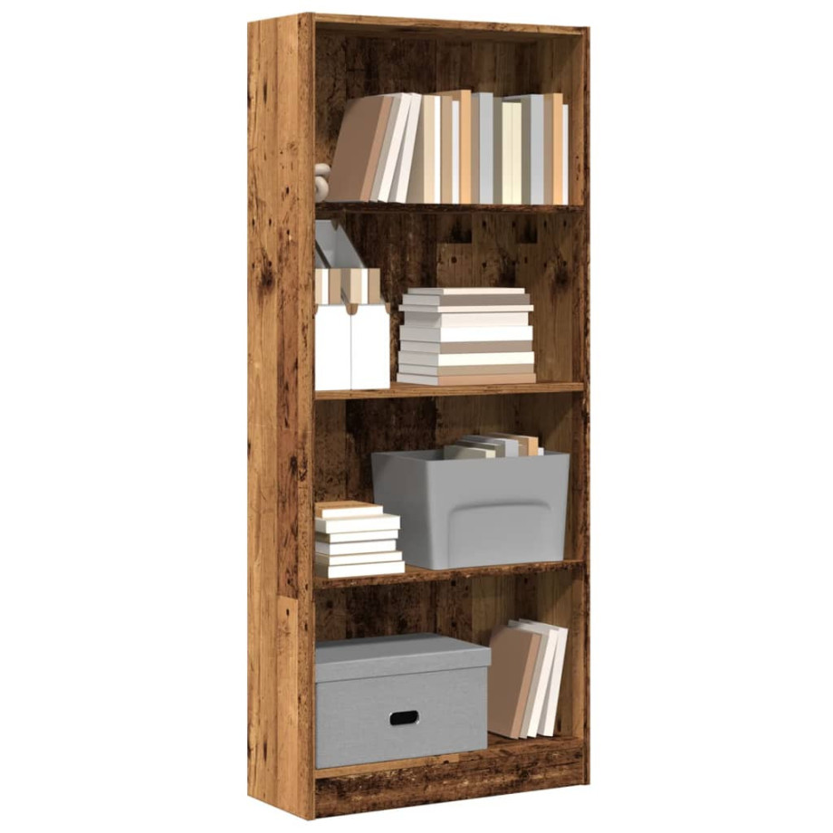 vidaXL Boekenkast 60x24x143 cm bewerkt hout oud houtkleurig afbeelding 1
