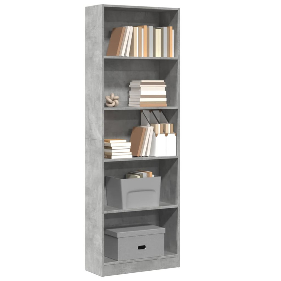 vidaXL Boekenkast 60x24x176 cm bewerkt hout betongrijs afbeelding 1