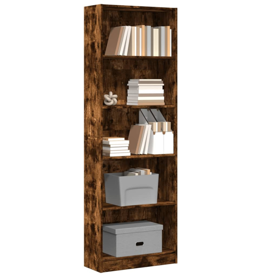 vidaXL Boekenkast 60x24x176 cm bewerkt hout gerookt eikenkleurig vidaXL Boekenkast 60x24x176 cm bewerkt hout gerookt eikenkleurig afbeelding 1