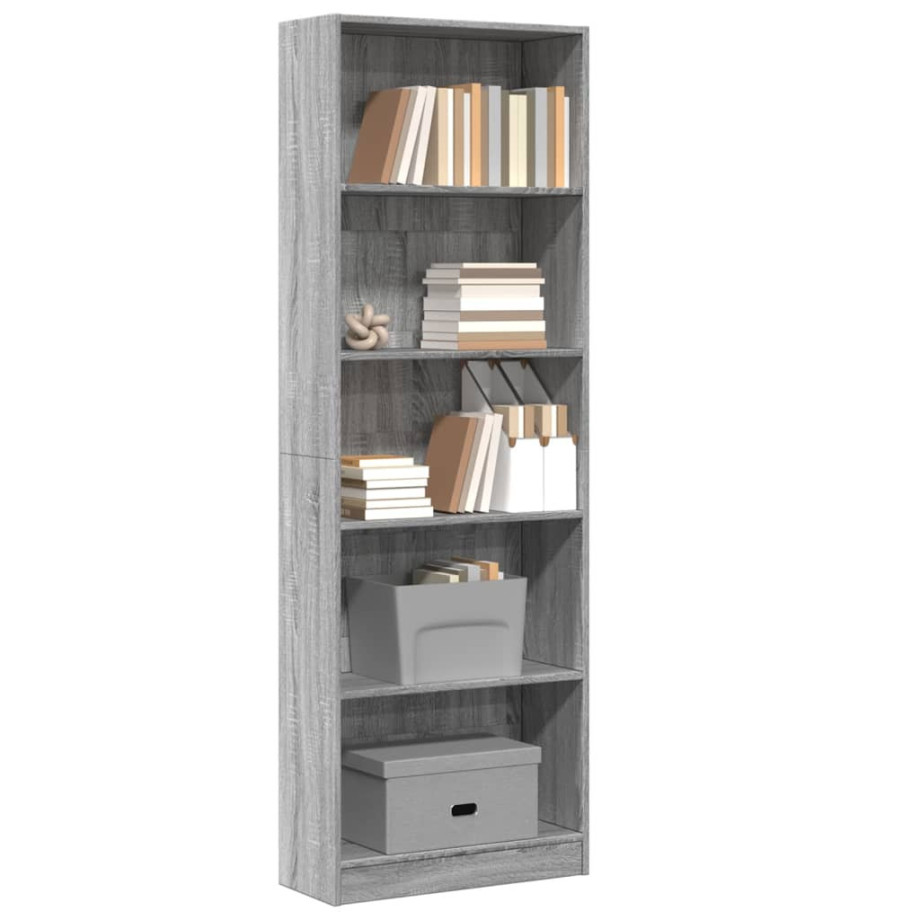 vidaXL Boekenkast 60x24x176 cm bewerkt hout grijs sonoma eikenkleurig afbeelding 1