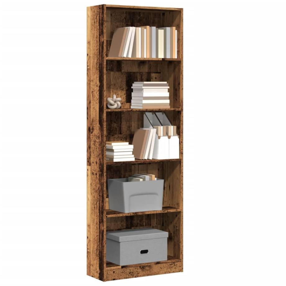 vidaXL Boekenkast 60x24x176 cm bewerkt hout oud houtkleurig vidaXL Boekenkast 60x24x176 cm bewerkt hout oud houtkleurig afbeelding 1