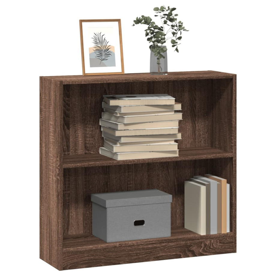 vidaXL Boekenkast 80x24x76 cm bewerkt hout bruin eikenkleurig afbeelding 1