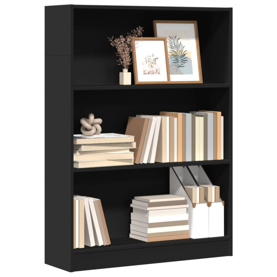 vidaXL Boekenkast 80x24x109 cm bewerkt hout zwart afbeelding 1