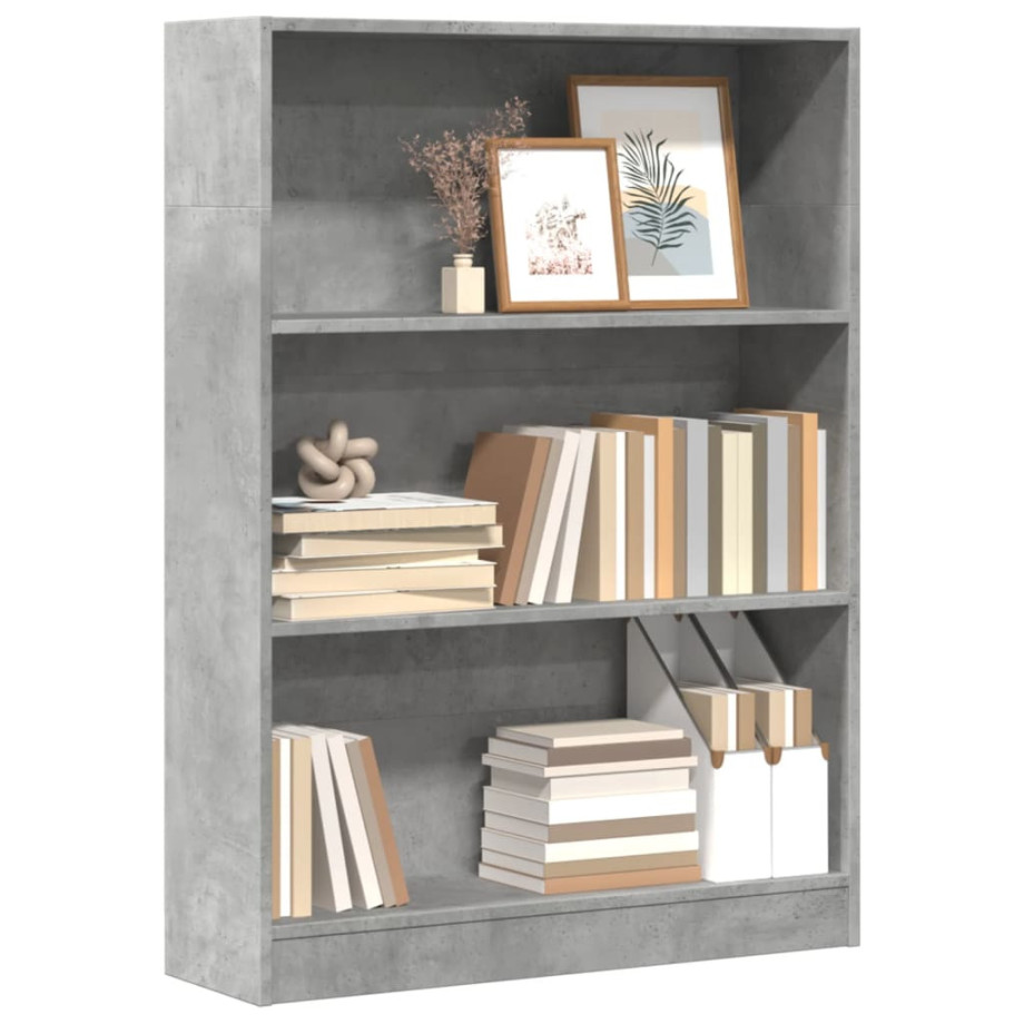 vidaXL Boekenkast 80x24x109 cm bewerkt hout betongrijs afbeelding 1