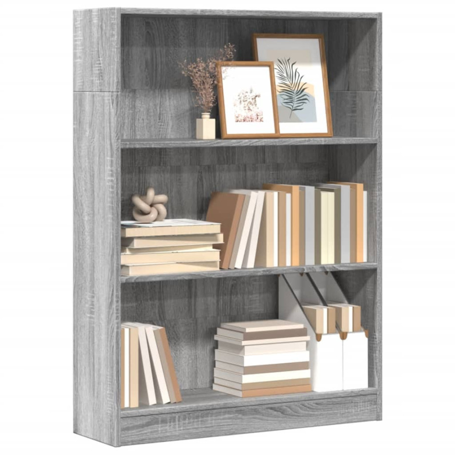 vidaXL Boekenkast 80x24x109 cm bewerkt hout grijs sonoma eikenkleurig afbeelding 1