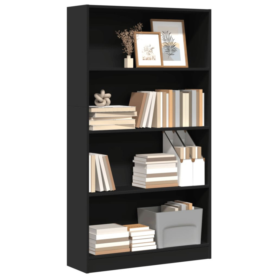 vidaXL Boekenkast 80x24x143 cm bewerkt hout zwart afbeelding 1