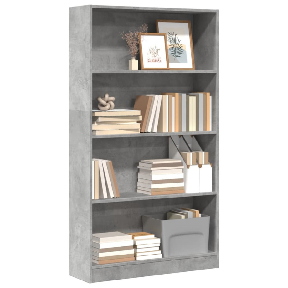 vidaXL Boekenkast 80x24x143 cm bewerkt hout betongrijs afbeelding 1