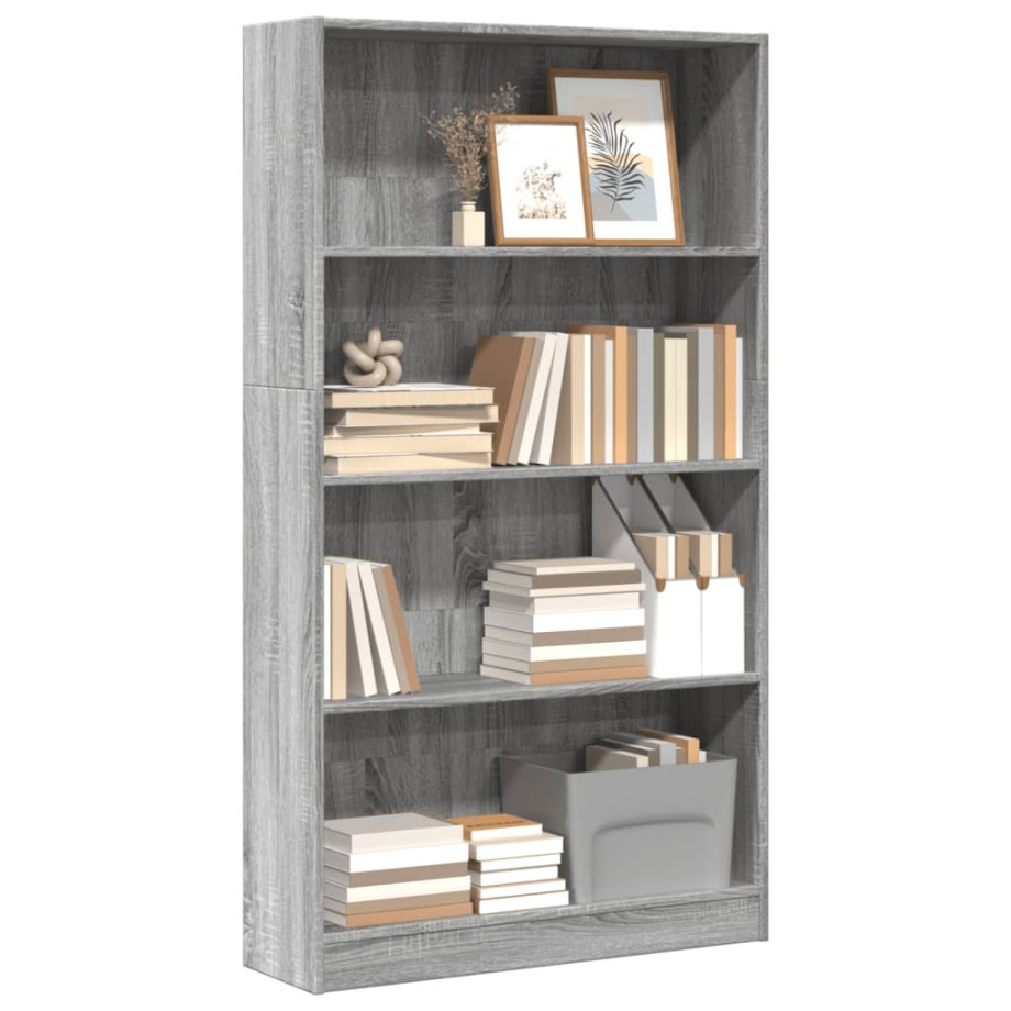 vidaXL Boekenkast 80x24x143 cm bewerkt hout grijs sonoma eikenkleurig afbeelding 1