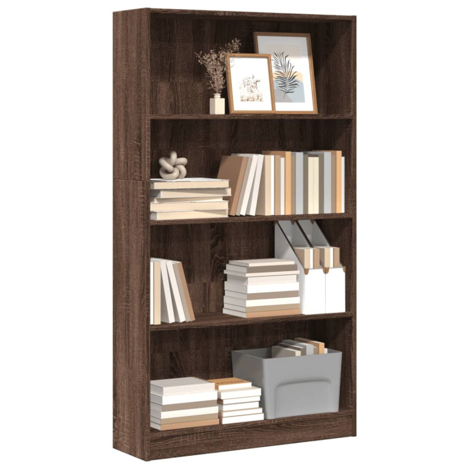 vidaXL Boekenkast 80x24x143 cm bewerkt hout bruin eikenkleurig afbeelding 1