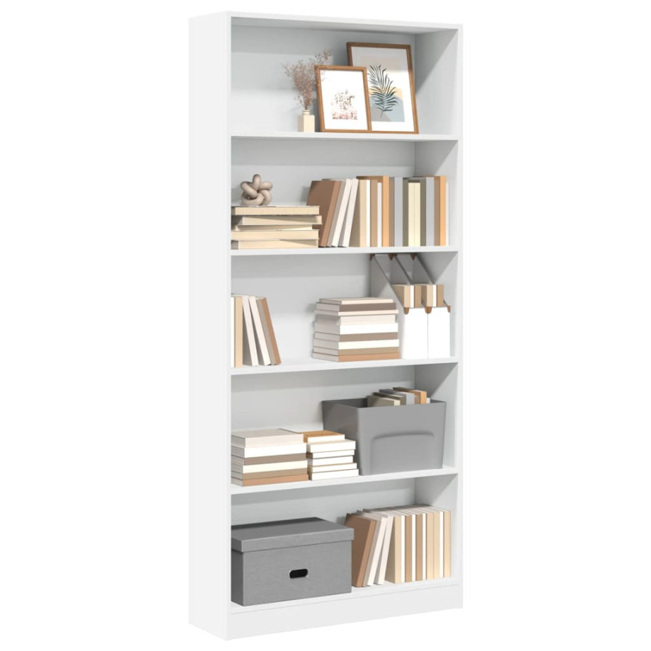 vidaXL Boekenkast 80x24x176 cm bewerkt hout wit afbeelding 1