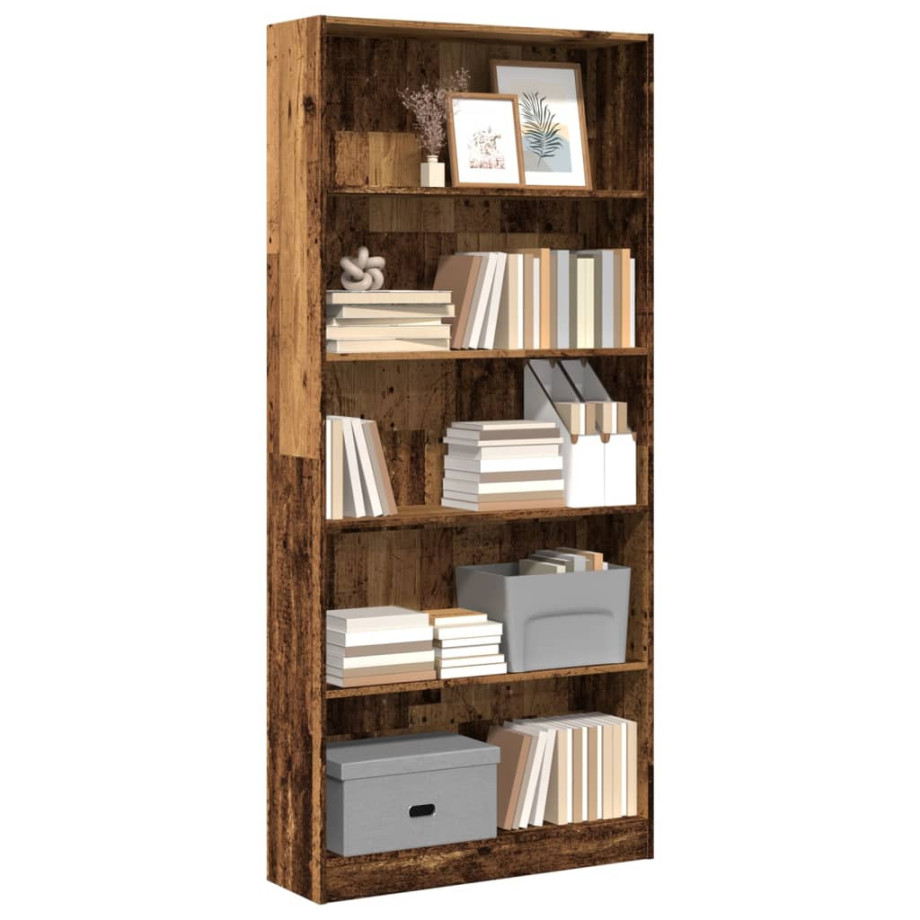 vidaXL Boekenkast 80x24x176 cm bewerkt hout oud houtkleurig afbeelding 1