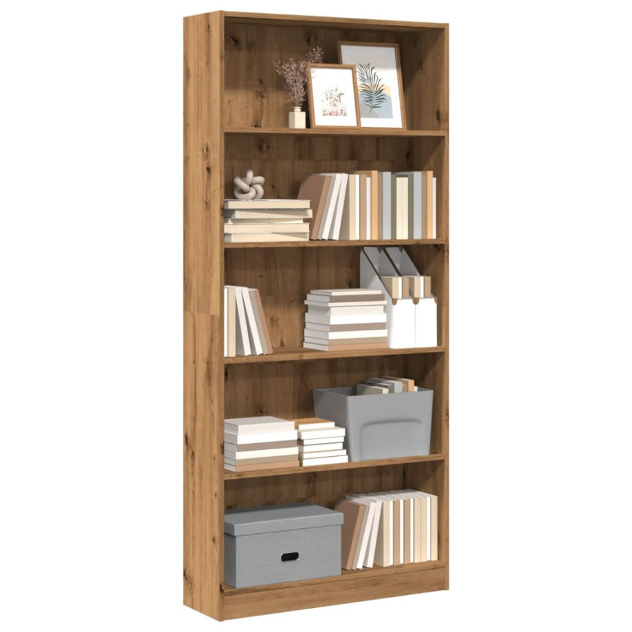 vidaXL Boekenkast 80x24x176 cm bewerkt hout artisanaal eikenkleurig afbeelding 1