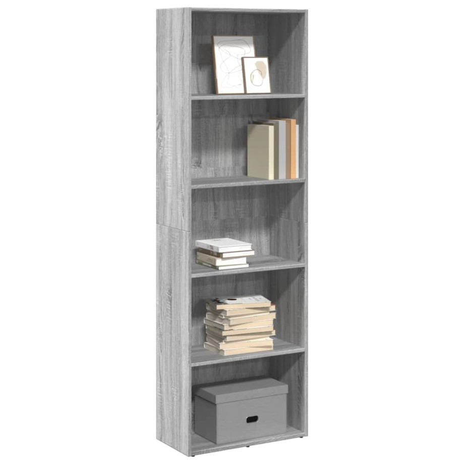 vidaXL Boekenkast 60x30x189 cm bewerkt hout grijs sonoma eikenkleurig afbeelding 1