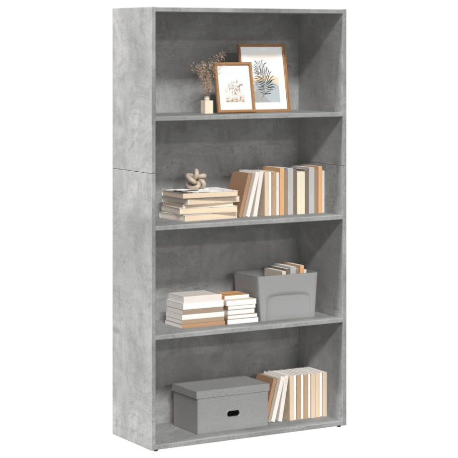 vidaXL Boekenkast 80x30x152 cm bewerkt hout betongrijs afbeelding 1