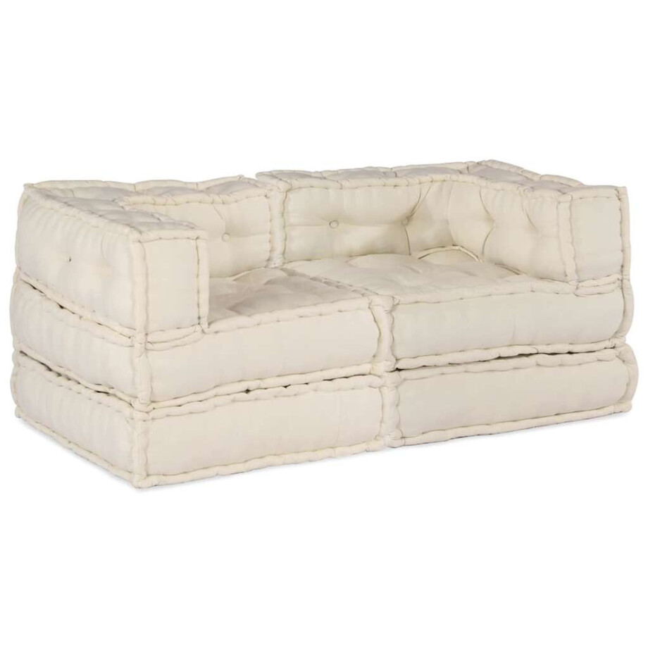 vidaXL Modulaire bank 2 pcs Crème 70 x 70 x 56 cm Stof vidaXL Modulaire bank 2 pcs Crème 70 x 70 x 56 cm Stof afbeelding 1