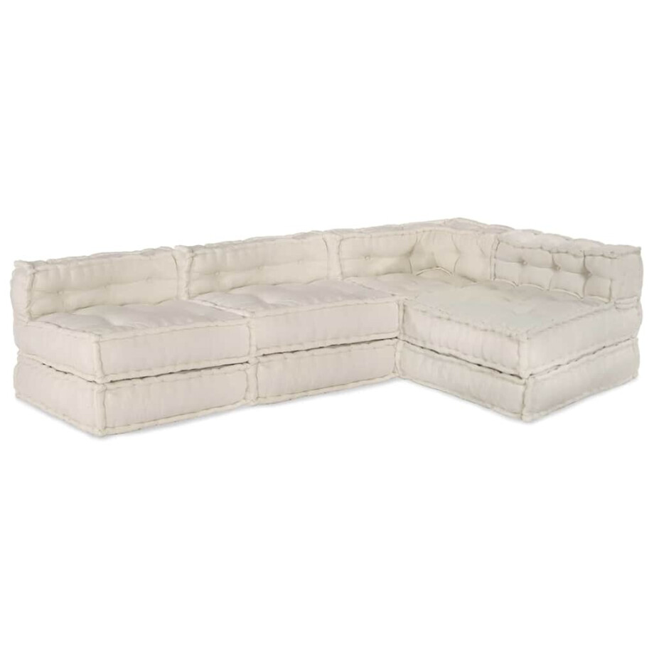 vidaXL Modulaire bank 4 pcs Crème 70 x 70 x 56 cm Stof vidaXL Modulaire bank 4 pcs Crème 70 x 70 x 56 cm Stof afbeelding 1