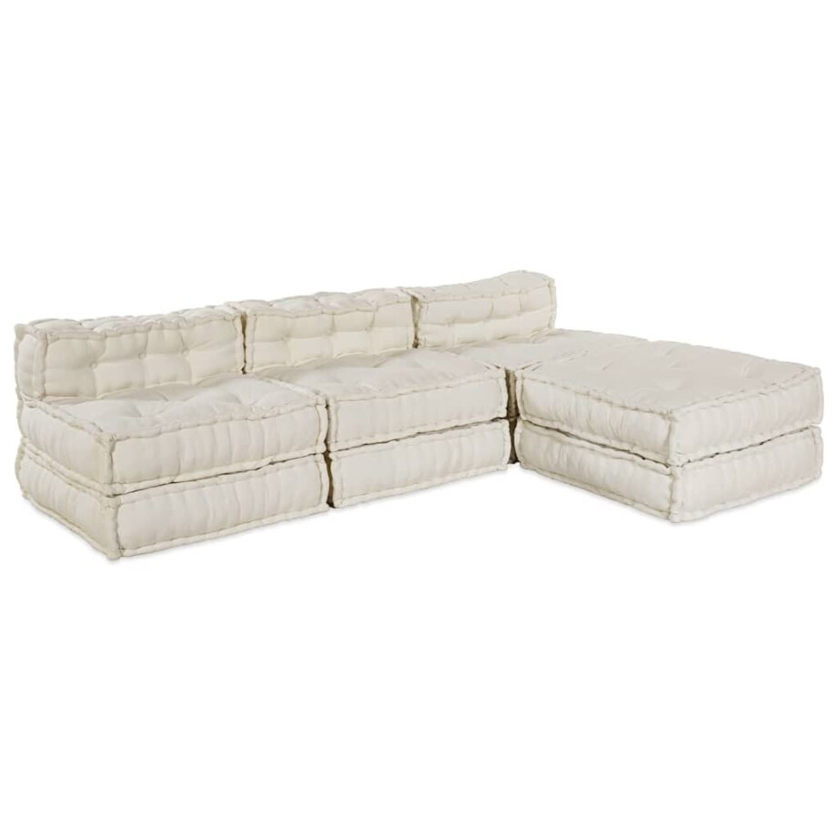 vidaXL Modulaire bank 4 pcs Crème 70 x 70 x 56 cm Stof vidaXL Modulaire bank 4 pcs Crème 70 x 70 x 56 cm Stof afbeelding 1