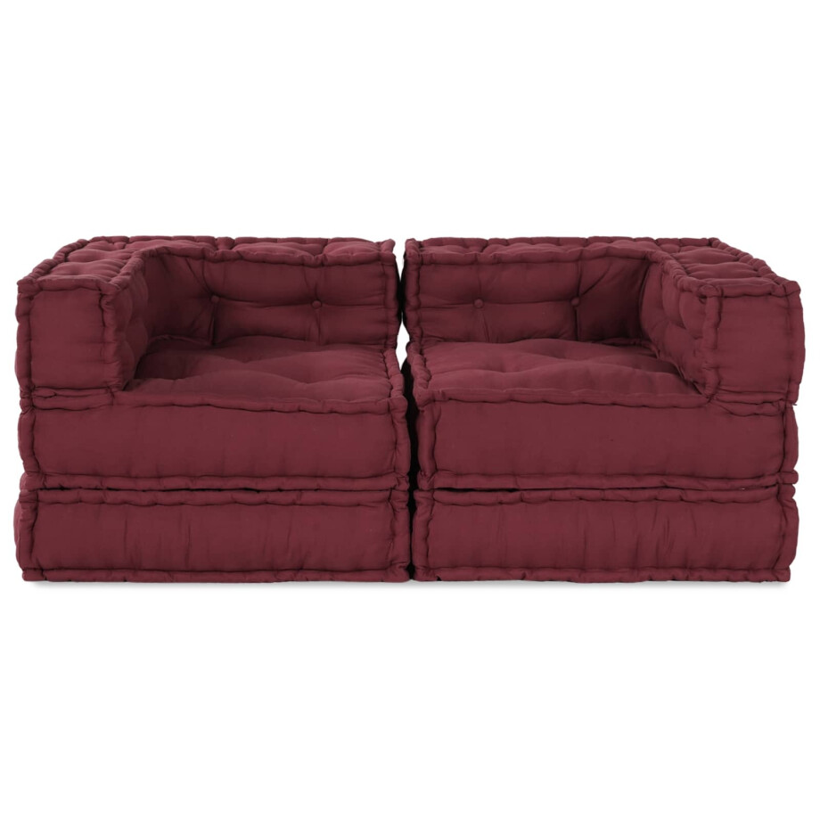 vidaXL Modulair Sofabet 2 pcs Bordeaux 140 x 70 x 56 cm Stof vidaXL Modulair Sofabet 2 pcs Bordeaux 140 x 70 x 56 cm Stof afbeelding 1