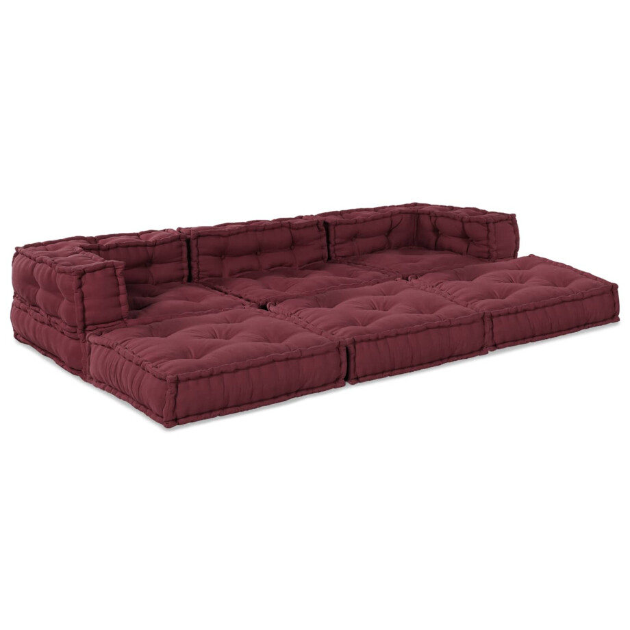vidaXL Modulair Sofabet 3 pcs Bordeaux Stof vidaXL Modulair Sofabet 3 pcs Bordeaux Stof afbeelding 1