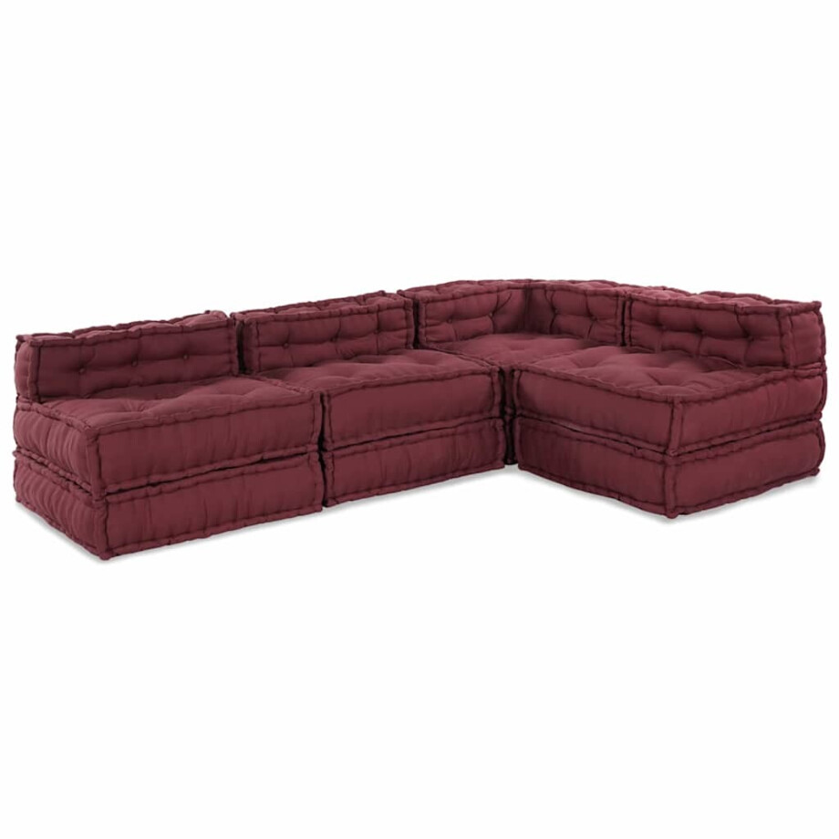 vidaXL Modulaire bank 4 pcs Bordeaux 70 x 70 x 56 cm Stof vidaXL Modulaire bank 4 pcs Bordeaux 70 x 70 x 56 cm Stof afbeelding 1
