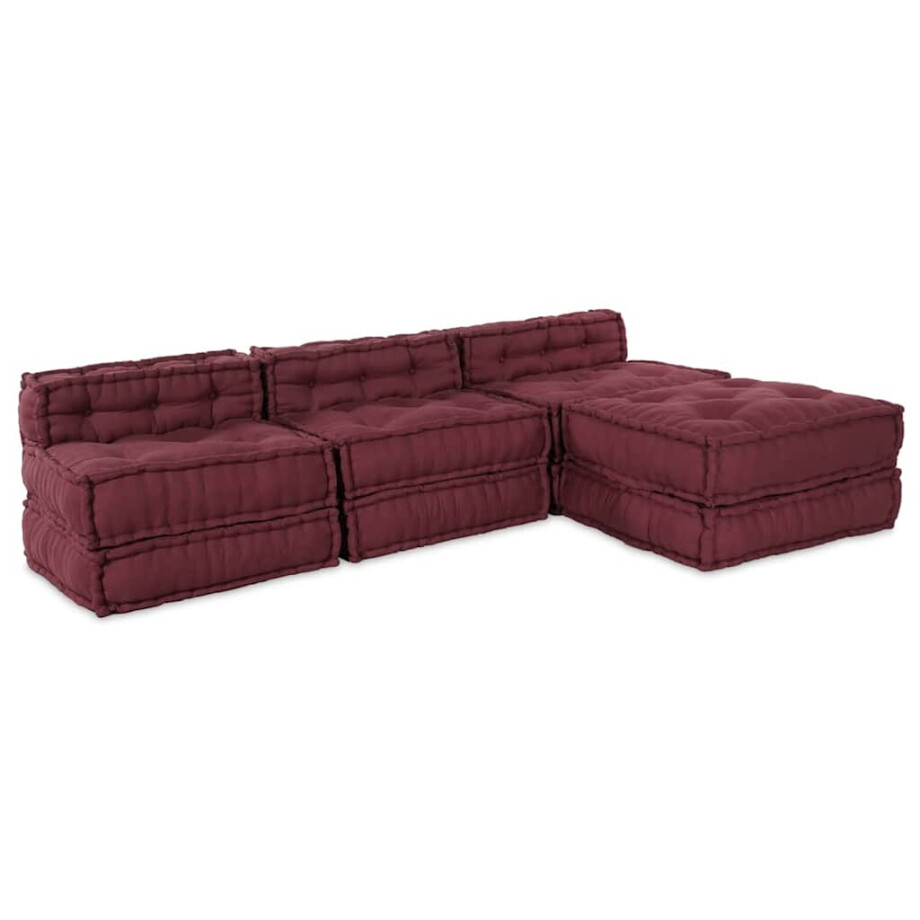 vidaXL Modulaire bank 4 pcs Bordeaux 70 x 70 x 56 cm Stof vidaXL Modulaire bank 4 pcs Bordeaux 70 x 70 x 56 cm Stof afbeelding 1