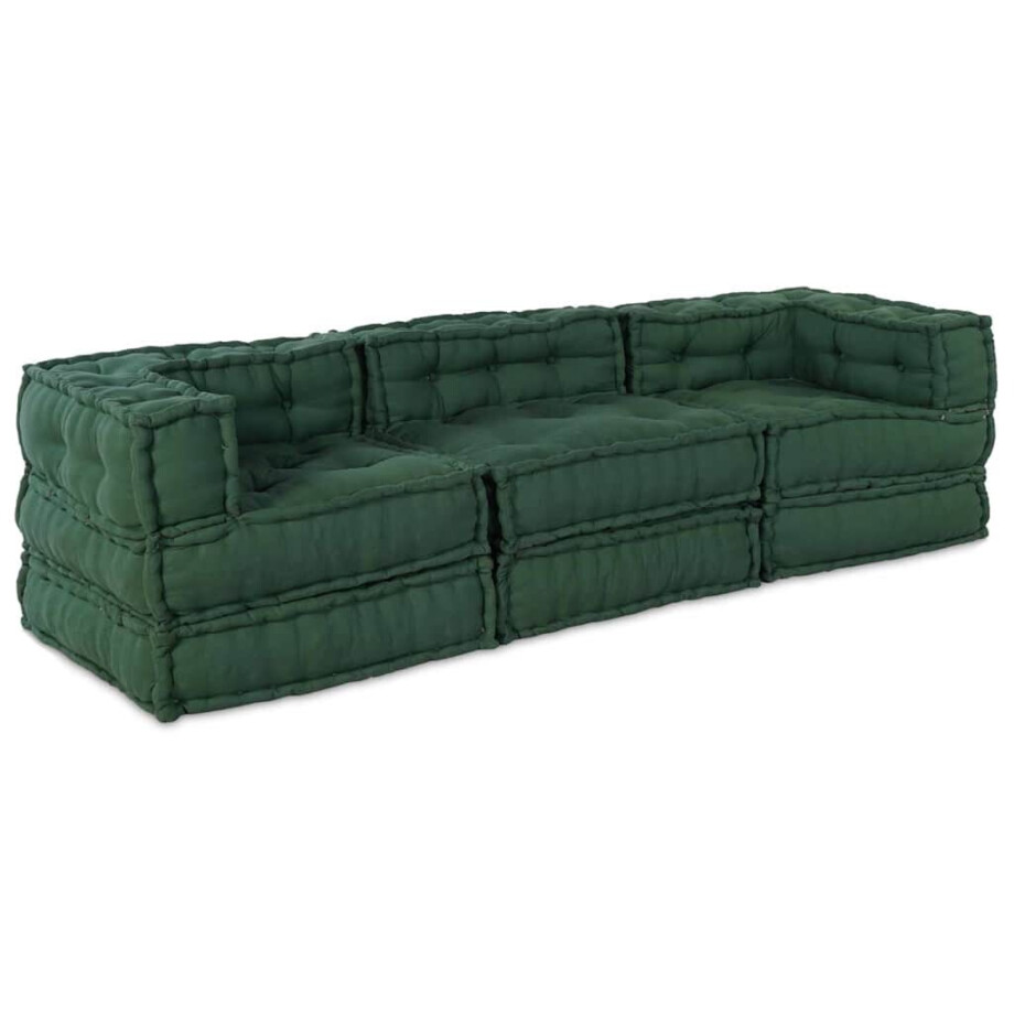 vidaXL Modulair Sofabet 3 pcs Groen Stof vidaXL Modulair Sofabet 3 pcs Groen Stof afbeelding 1