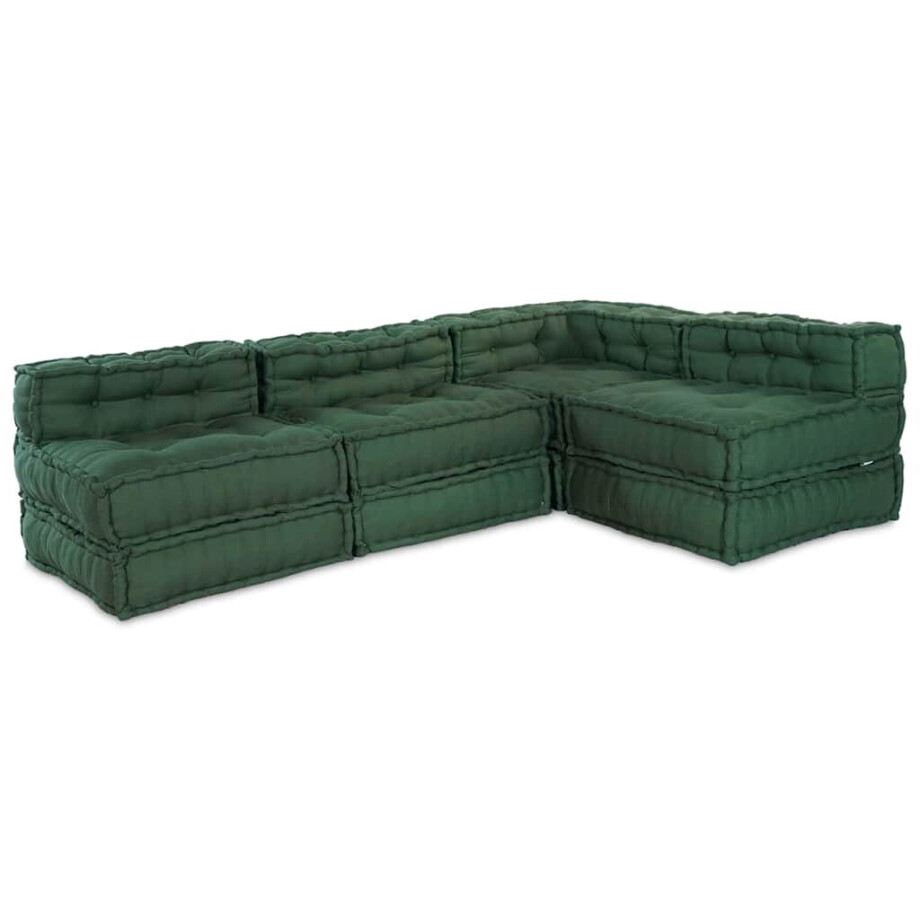 vidaXL Modulair Sofabet 4 pcs Groen Stof vidaXL Modulair Sofabet 4 pcs Groen Stof afbeelding 1