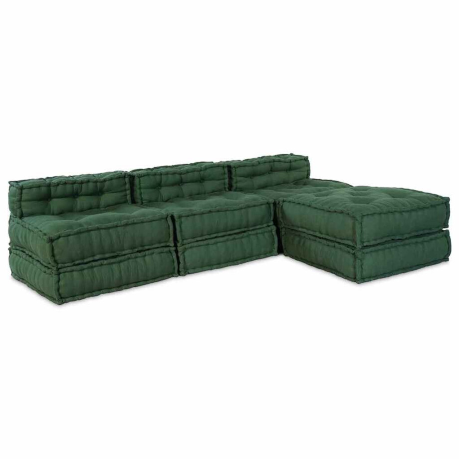 vidaXL Modulaire bank 4 pcs Groen 70 x 70 x 56 cm Stof vidaXL Modulaire bank 4 pcs Groen 70 x 70 x 56 cm Stof afbeelding 1