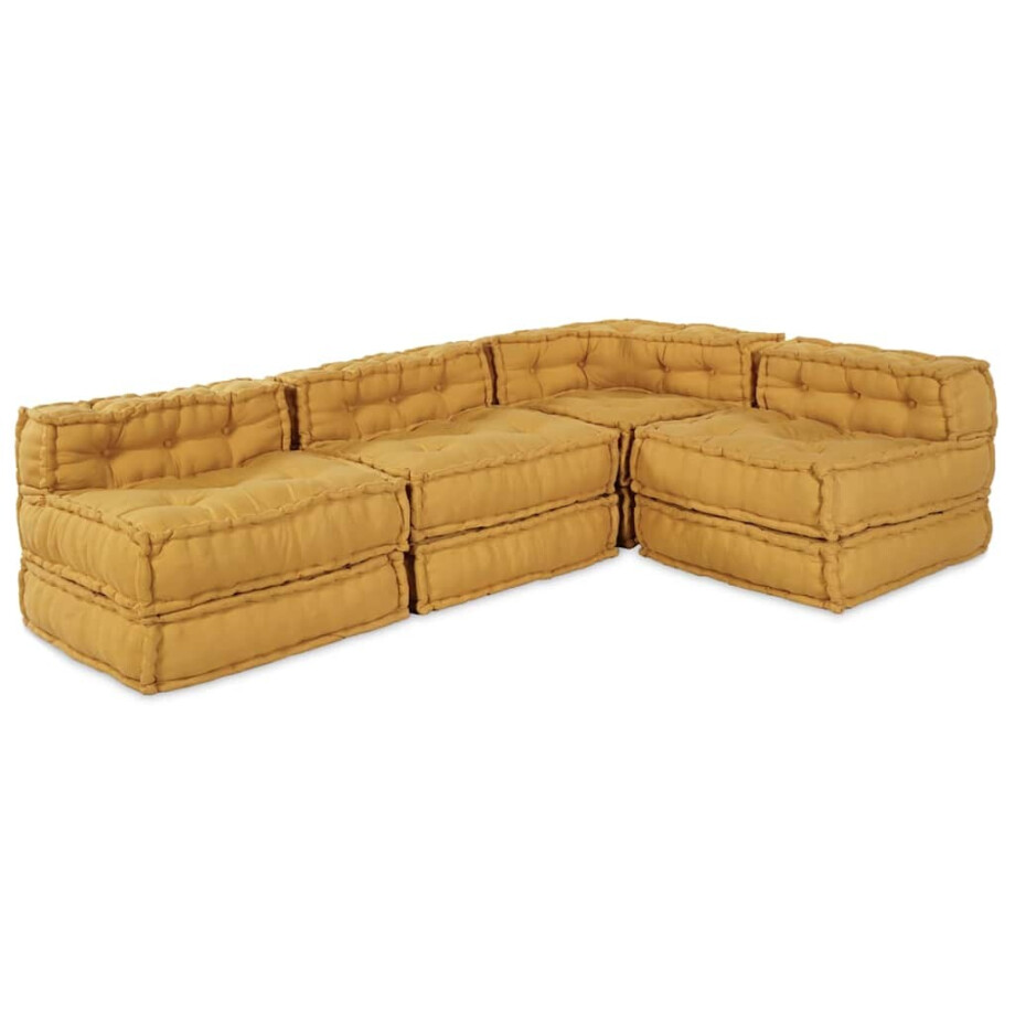 vidaXL Modulaire bank 4 pcs Geel 70 x 70 x 56 cm Stof vidaXL Modulaire bank 4 pcs Geel 70 x 70 x 56 cm Stof afbeelding 1