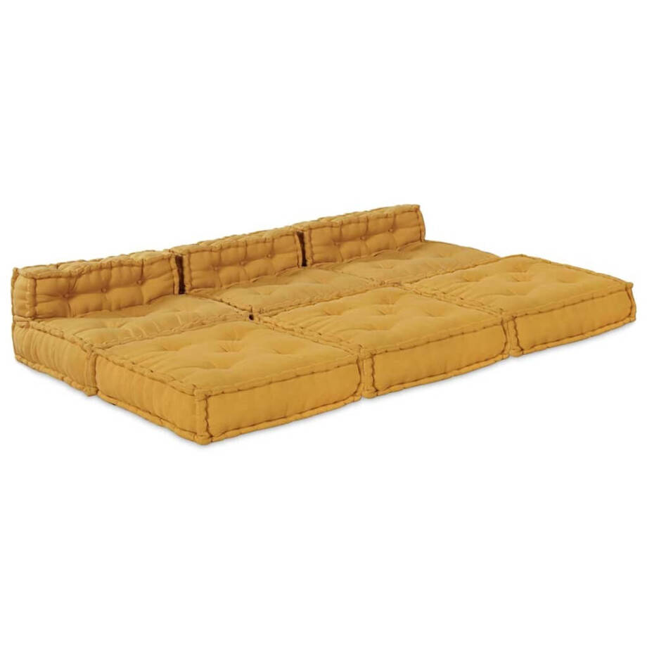vidaXL Modulaire bank 4 pcs Geel 70 x 70 x 56 cm Stof afbeelding 1