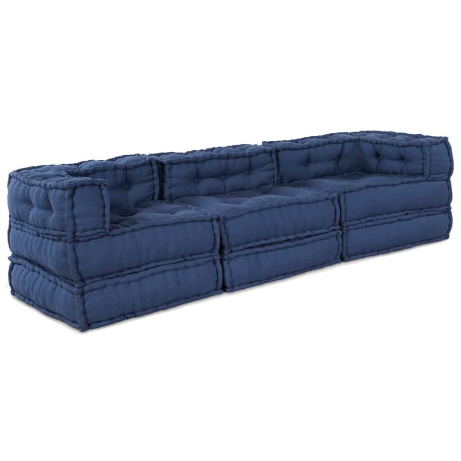 vidaXL Modulair Sofabet 3 pcs Indigo Stof afbeelding 1