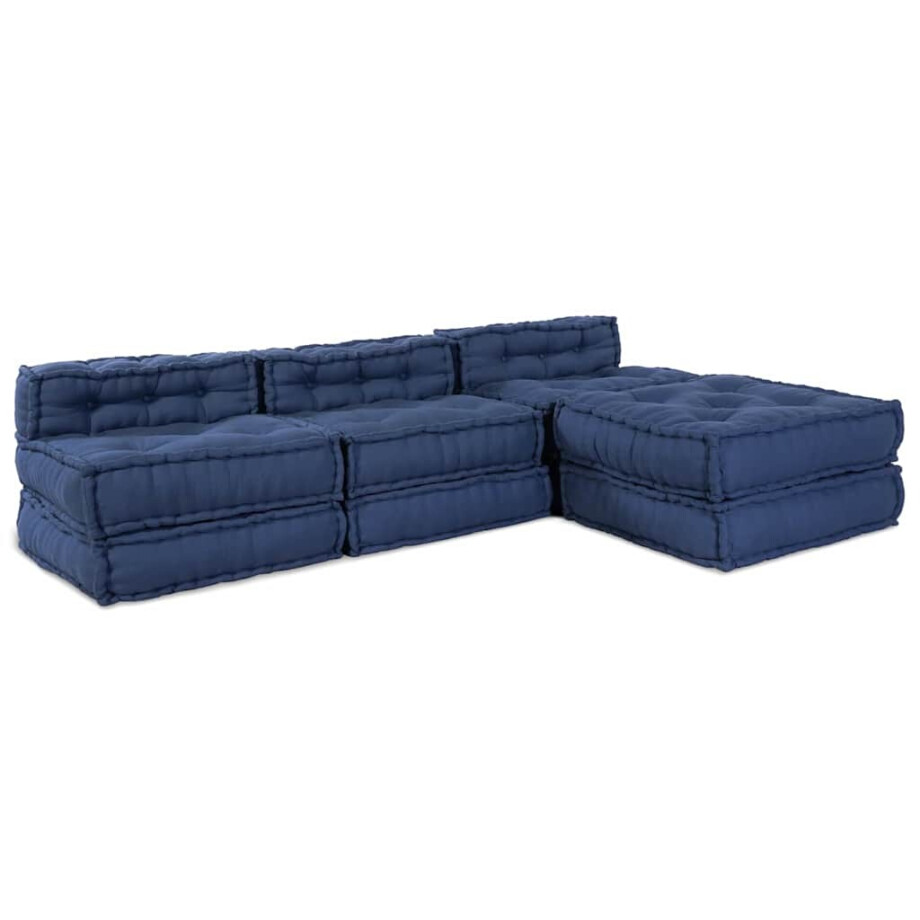 vidaXL Modulair Sofabet 4 pcs Indigo Stof afbeelding 1