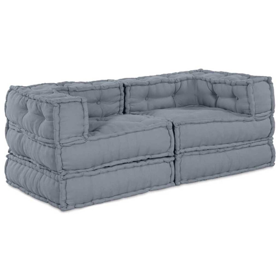 vidaXL Modulair Sofabet 2 pcs Grijs 140 x 70 x 56 cm Stof afbeelding 1