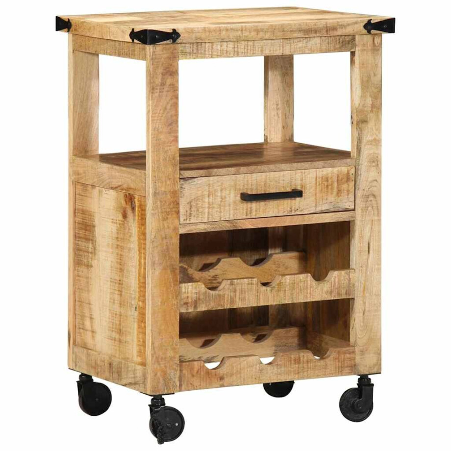 vidaXL Keuken Trolley Bruin 55 x 40 x 80 cm Massief Mango Hout afbeelding 1
