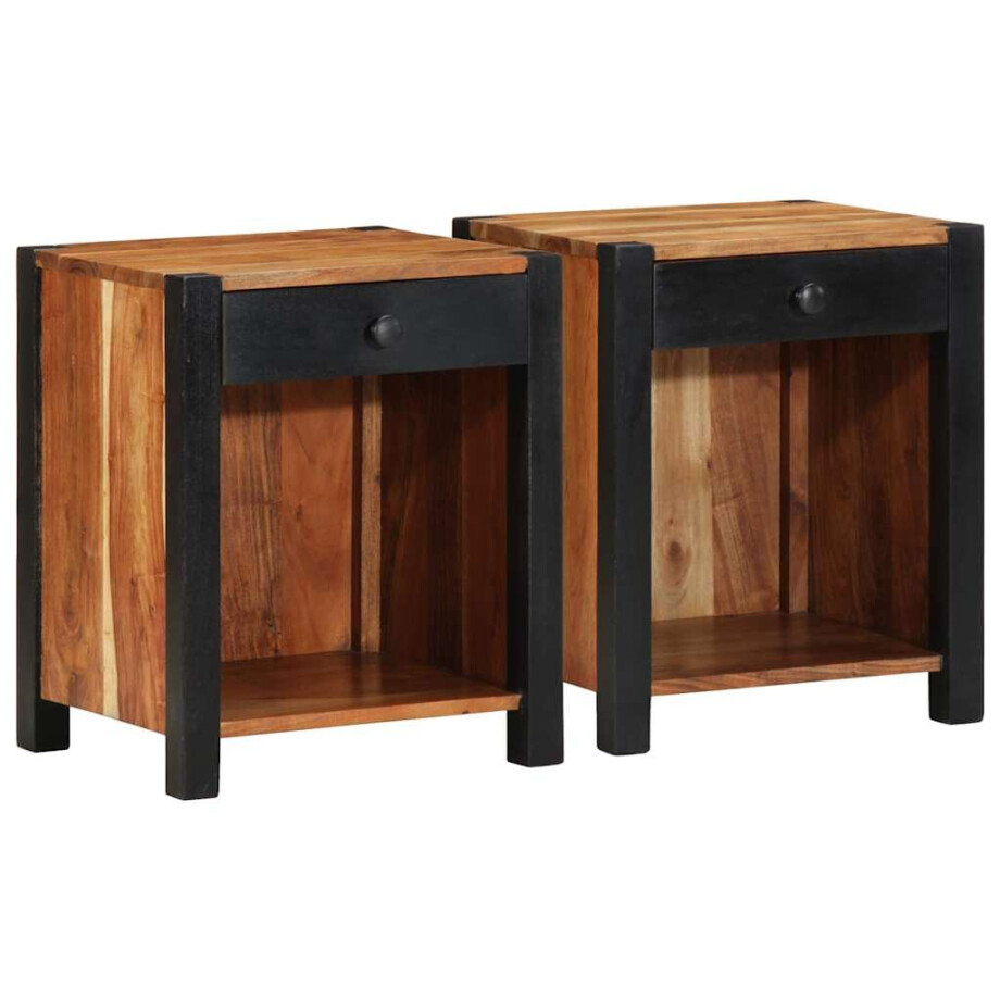 vidaXL Nachtkastje 2 pcs Bruin 40 x 35 x 50 cm Massief Acaciahout afbeelding 1