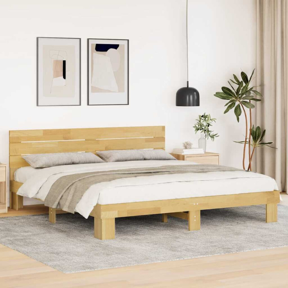 vidaXL Bedframe hoofdeinde zonder matras 180x200 cm massief hout eiken afbeelding 1