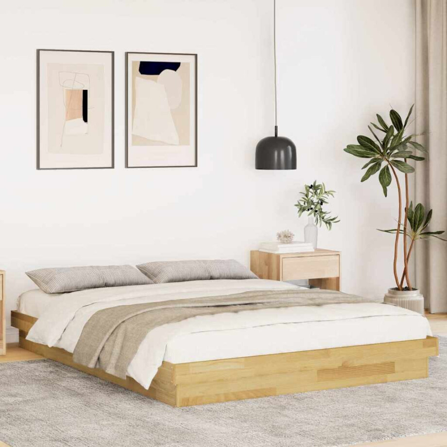 vidaXL Bedframe zonder matras 150x200 cm massief hout eiken afbeelding 1