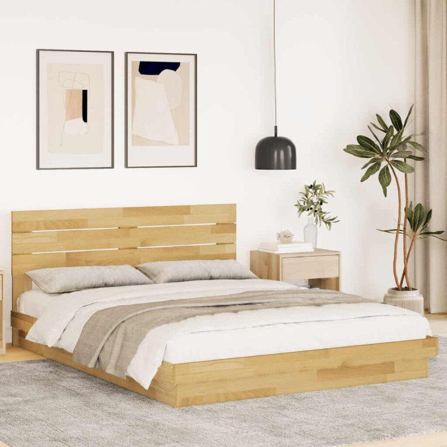 vidaXL Bedframe hoofdeinde zonder matras 150x200 cm massief hout eiken afbeelding 1