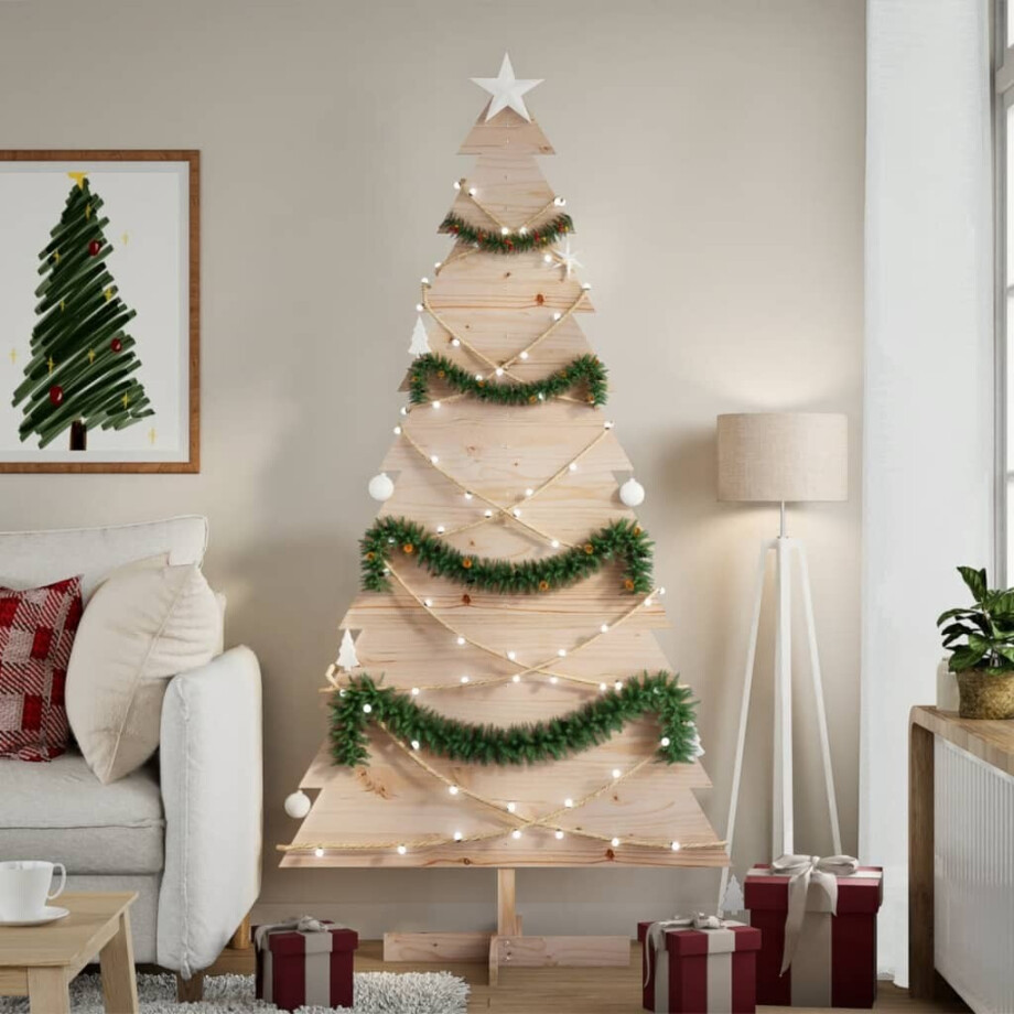 vidaXL Kerstdecoratie kerstboom 180 cm massief grenenhout afbeelding 1