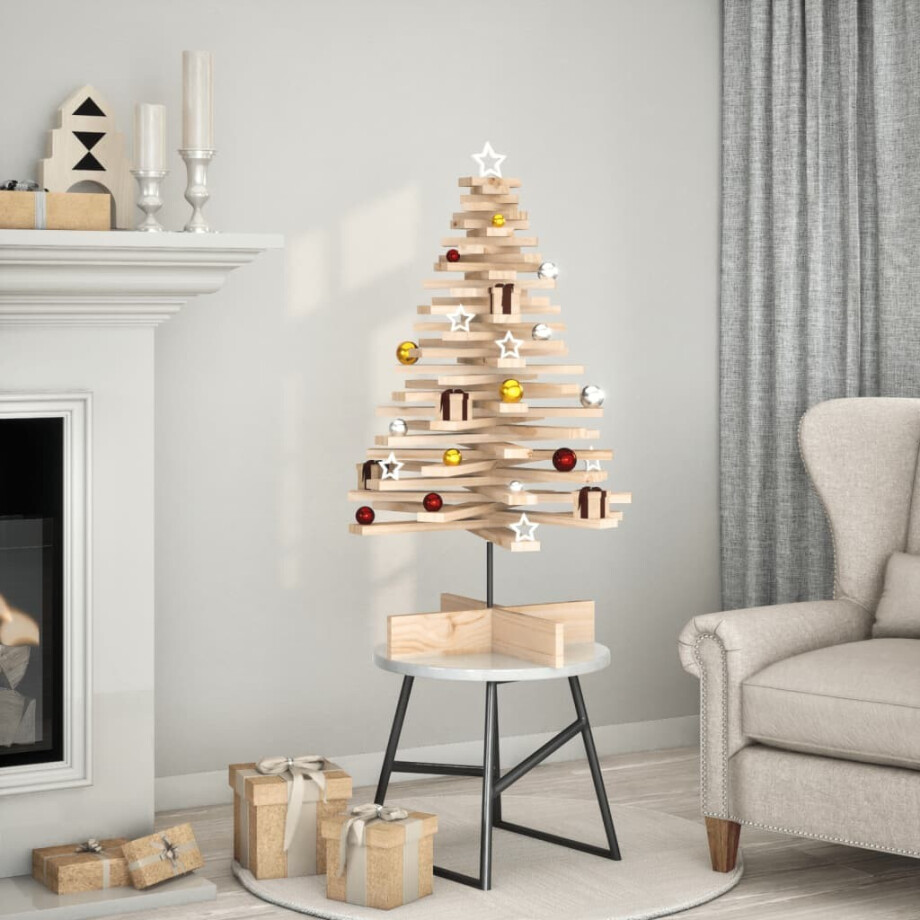 vidaXL Kerstdecoratie kerstboom 100 cm massief grenenhout afbeelding 1