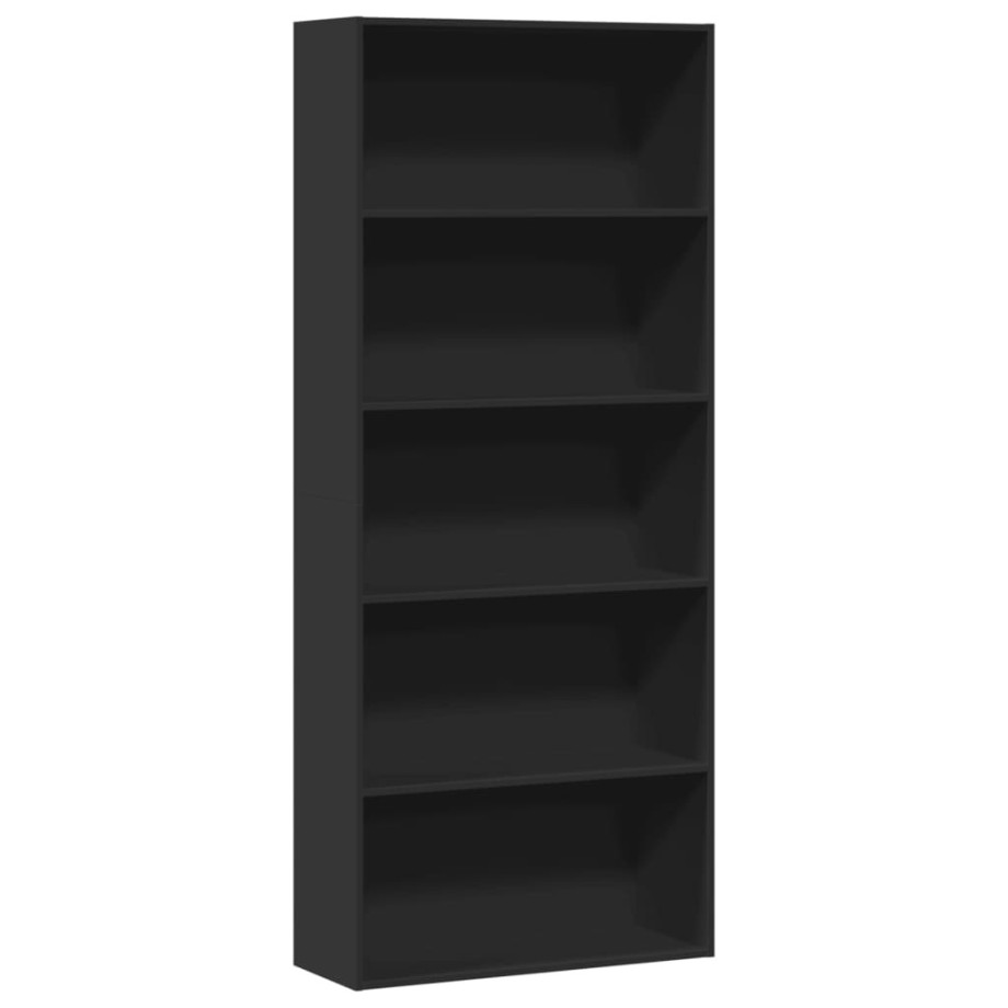 vidaXL Boekenkast 80x30x189 cm bewerkt hout zwart afbeelding 1