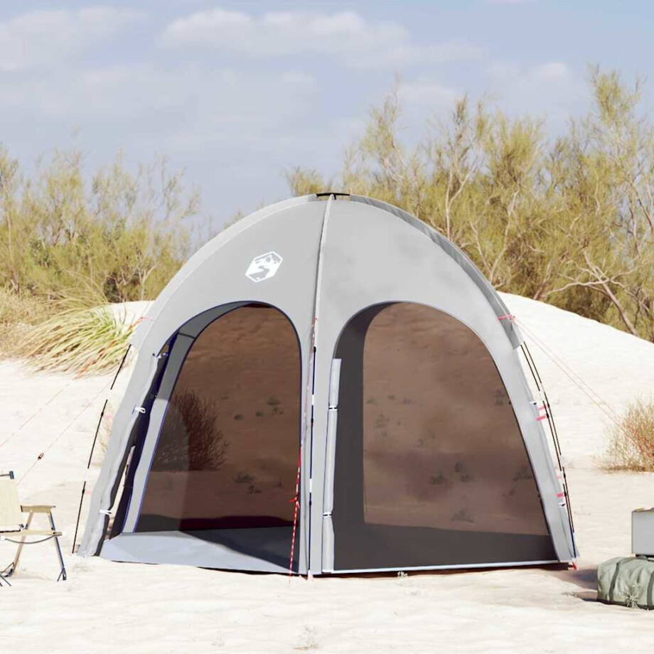 vidaXL Zwembad Tent Grijs 366 x 305 x 231 cm Polyester en Glasvezel afbeelding 1